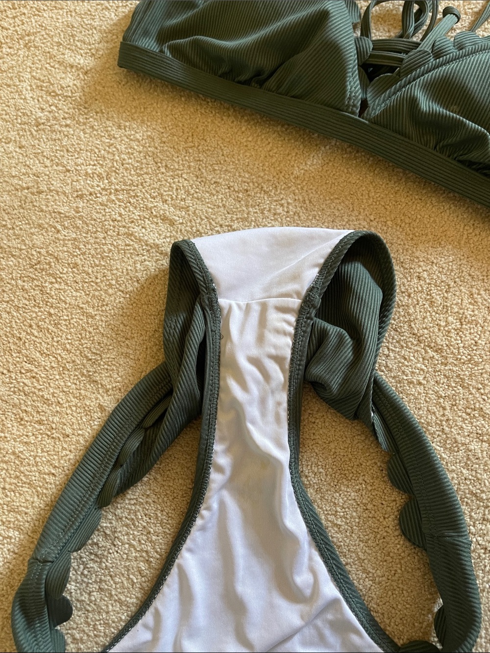 Nordstrom Olive Green Ribbed Scalloped Bikini Set - Picture 4 of 4